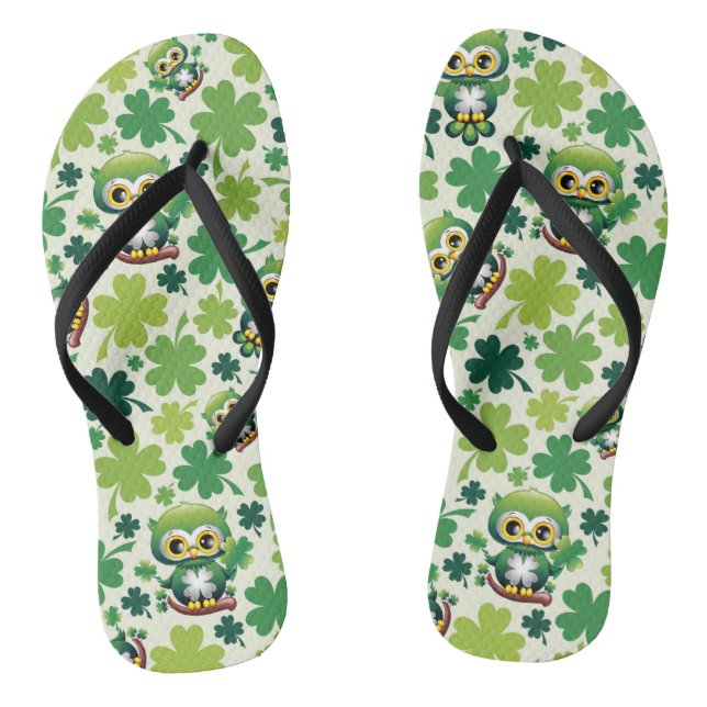 Baby Owl Cute St Patrick Cartoon Jandals (Footbed)