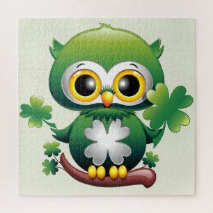 Baby Owl Cute St Patrick Cartoon Jigsaw Puzzle