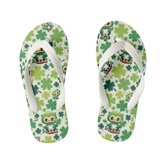 Baby Owl Cute St Patrick Cartoon Kid's Jandals (Footbed)