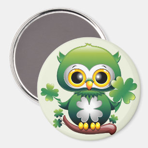 Baby Owl Cute St Patrick Cartoon Magnet