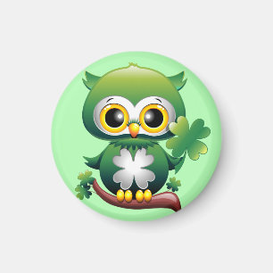Baby Owl Cute St Patrick Cartoon Magnet