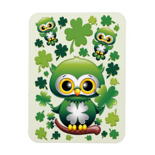 Baby Owl Cute St Patrick Cartoon Magnet