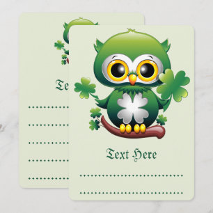 Baby Owl Cute St Patrick Cartoon Menu