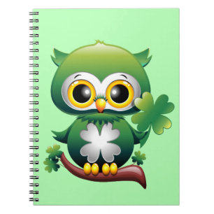 Baby Owl Cute St Patrick Cartoon Notebook