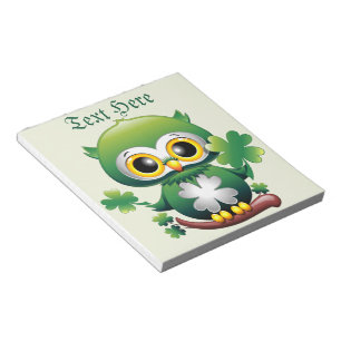 Baby Owl Cute St Patrick Cartoon Notepad