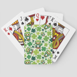 Baby Owl Cute St Patrick Cartoon Playing Cards