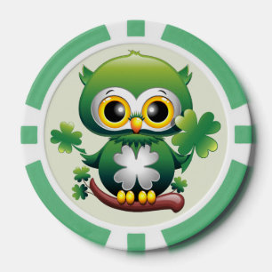 Baby Owl Cute St Patrick Cartoon Poker Chips