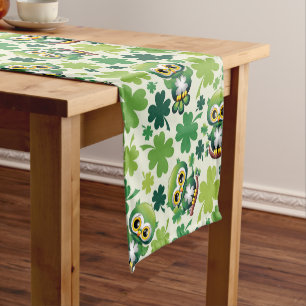 Baby Owl Cute St Patrick Cartoon Short Table Runner
