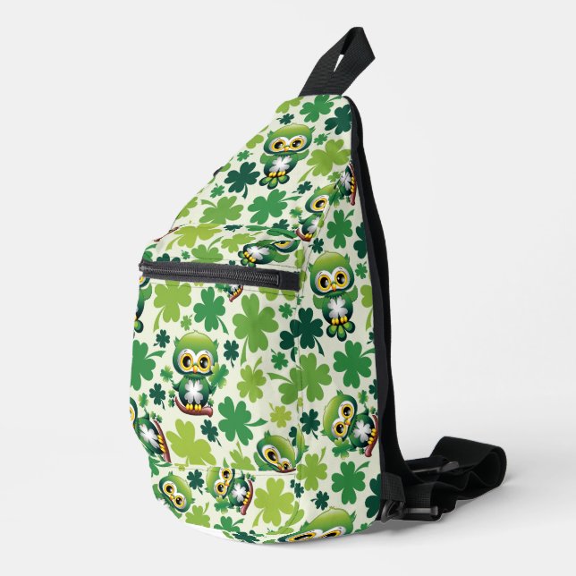 Baby Owl Cute St Patrick Cartoon Sling Bag (Right Corner)