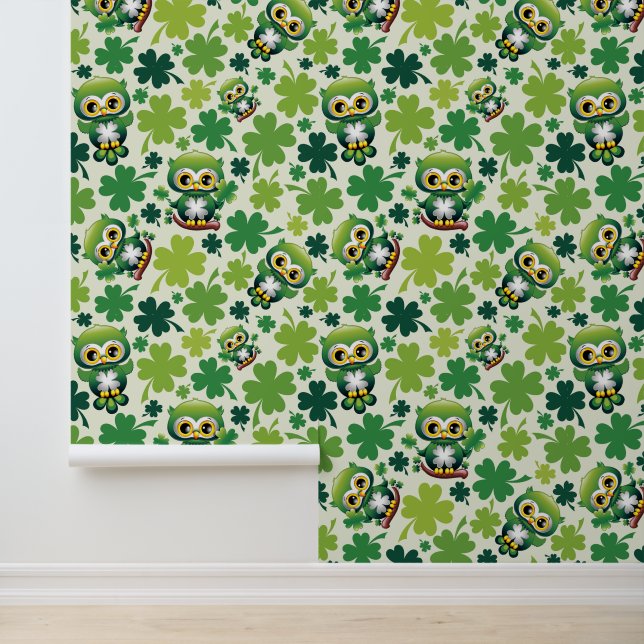 Baby Owl Cute St Patrick Cartoon Wallpaper (Application)