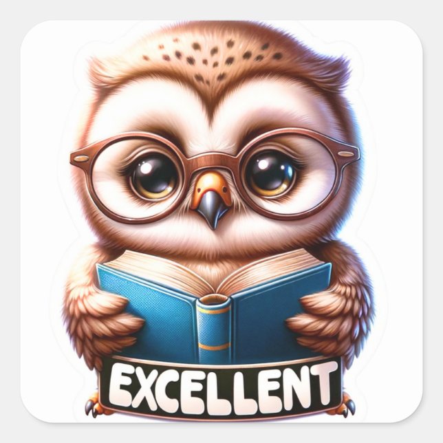 Baby Owl “Excellent” Encouragement Sticker  (Front)