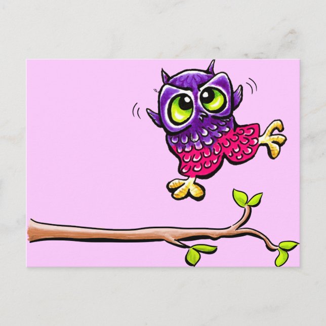 Baby Owl First Flight Pink Postcard (Front)
