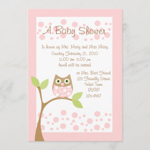 Baby Owl Light Pink Invitation