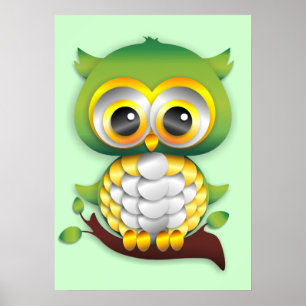 Baby Owl Paper Craft Design Poster