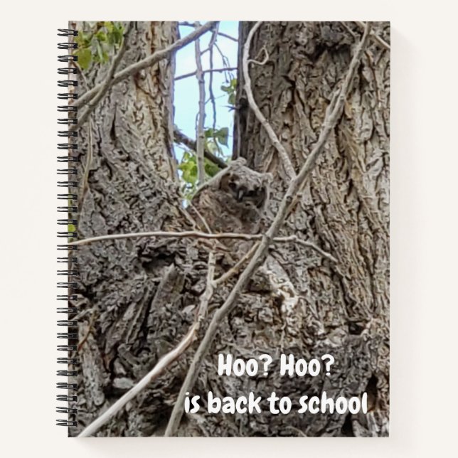 Baby Owl Photo | Hoo? Hoo? Typography Notebook (Front)