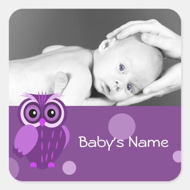 Baby Owl/ Photo Square Sticker (Front)