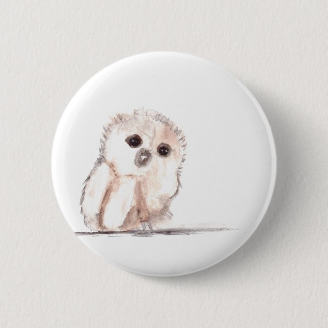 Baby owl small bird 6 cm round badge (Front)