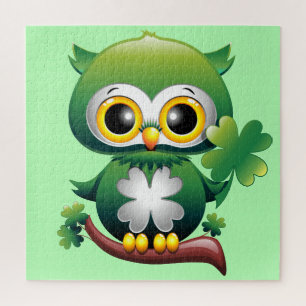 Baby Owl St Patrick Paddy Cartoon  Jigsaw Puzzle