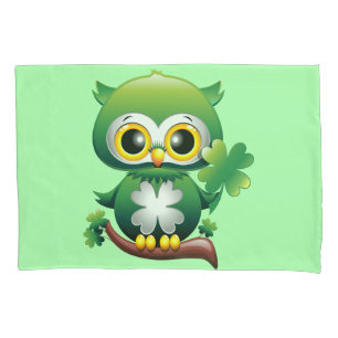 Baby Owl St Patrick Paddy Cartoon  Pillowcase