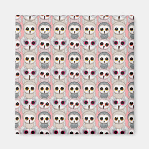 Baby Owls on Pink Pattern Magnet