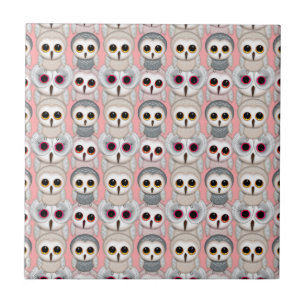 Baby Owls on Pink Pattern Tile