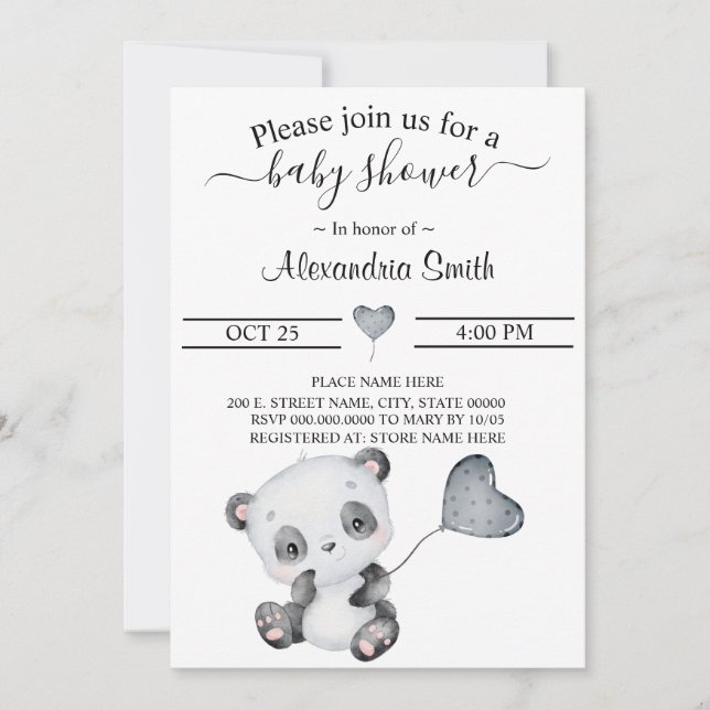 Baby Panda | Baby Shower Invitation (Front)
