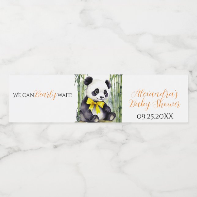 Baby Panda Baby Shower Water Bottle Label (Single Label)