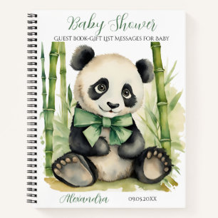 Baby Panda Bear Baby Shower Guest Gift List Notebook