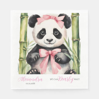 Baby Panda Bear Bearly Wait Girls Baby Shower Napkin