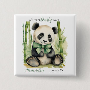 Baby Panda Bear Gender Neutral Baby Shower 15 Cm Square Badge