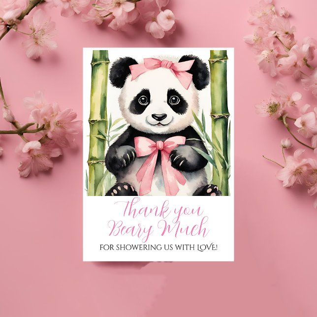 Baby Panda Bear Girls Baby Shower Thank You (Creator Uploaded)