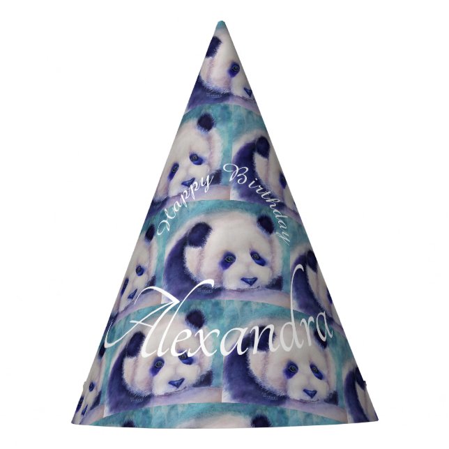 Baby Panda Bear Happy Birthday Party Hat (Front)