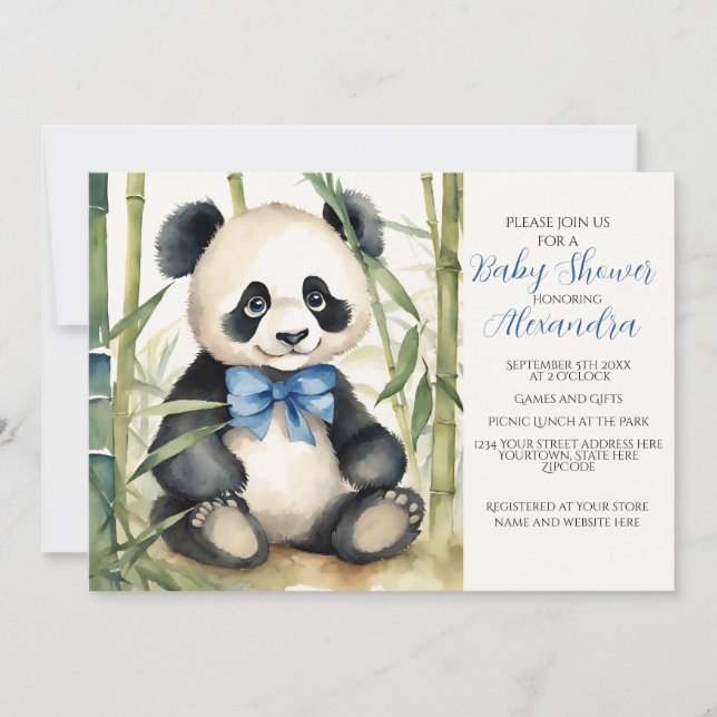 Baby Panda Boy Baby Shower Invitation (Front)