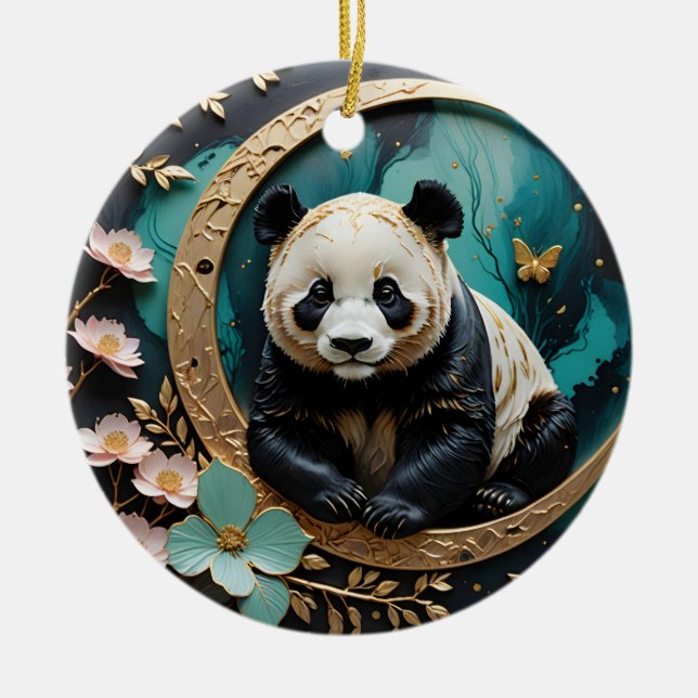 Baby Panda  Ceramic Tree Decoration (Front)