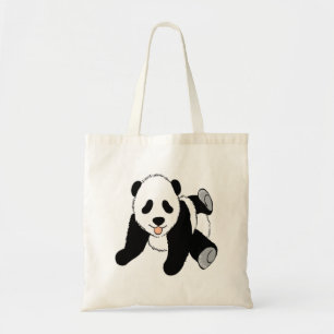 Baby panda cub playing tote bag