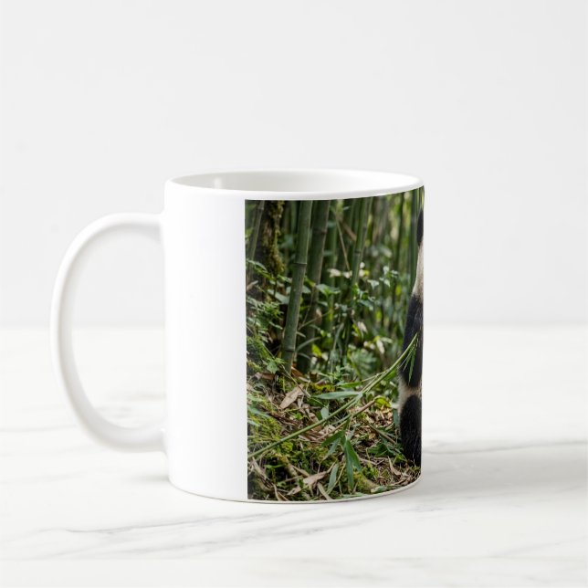 Baby Panda Eating Bamboo Coffee Mug (Left)