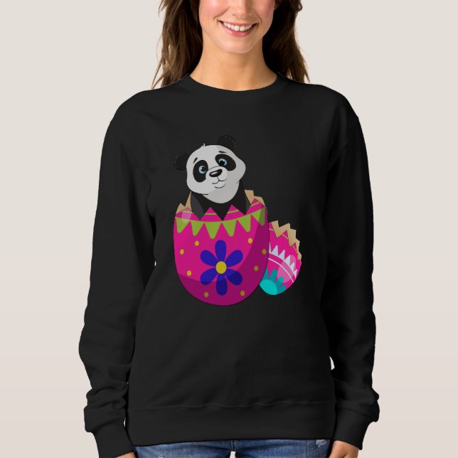 Baby Panda Hatching From Easter Egg Easter Day Sweatshirt (Front)
