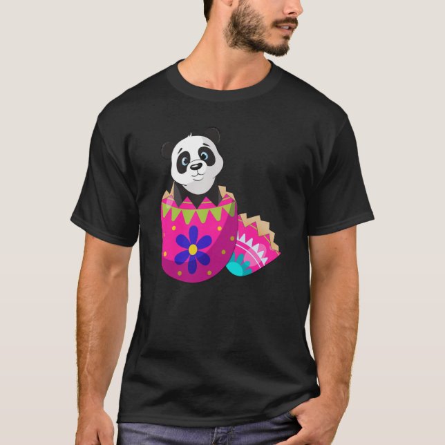 Baby Panda Hatching From Easter Egg Easter Day T-Shirt (Front)