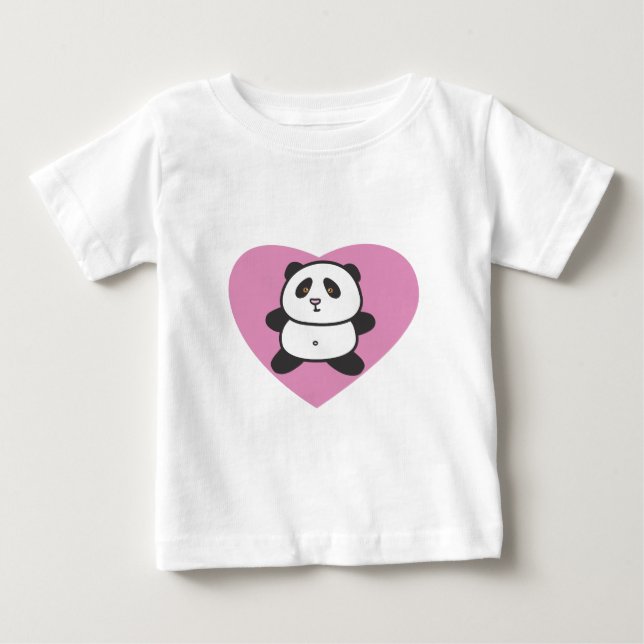 Baby Panda in Pink Heart Toddlers T Shirt (Front)