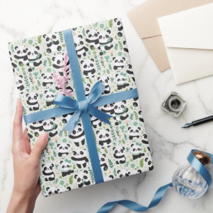 Baby Panda Pattern Wrapping Paper