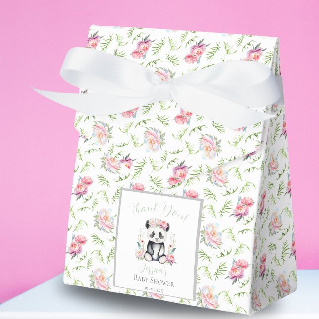 Baby Panda Peonies Jungle Baby Shower Favour Box (Creator Uploaded)