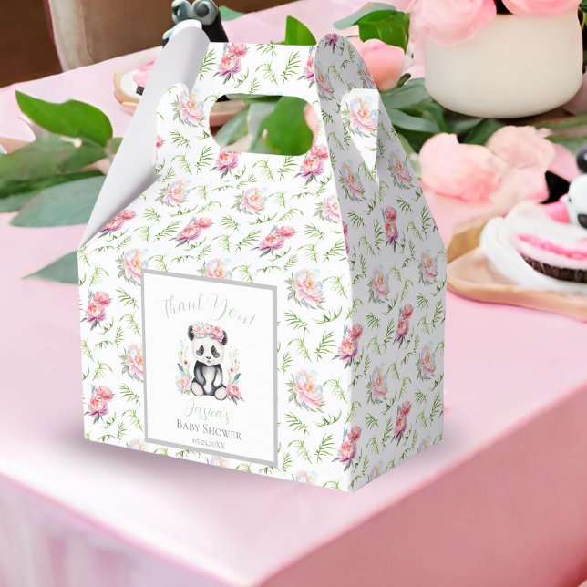 Baby Panda Peonies Jungle Baby Shower Favour Box (Cherish moments with Baby Panda & Boho Peony Jungle Shower Favors!)