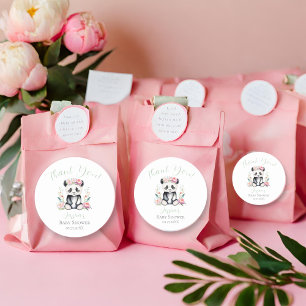 Baby Panda Peonies Jungle Baby Shower Thank You Classic Round Sticker