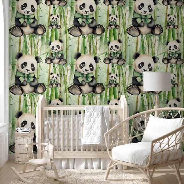 Baby Panda Personalised Bamboo Jungle Wallpaper (Kids)