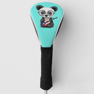 Baby Panda Playing Puerto Rican Flag Guitar Golf Head Cover