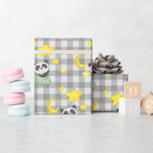 Baby Panda with Moon and Stars   Wrapping Paper