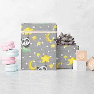Baby Panda with Moon and Stars  Wrapping Paper