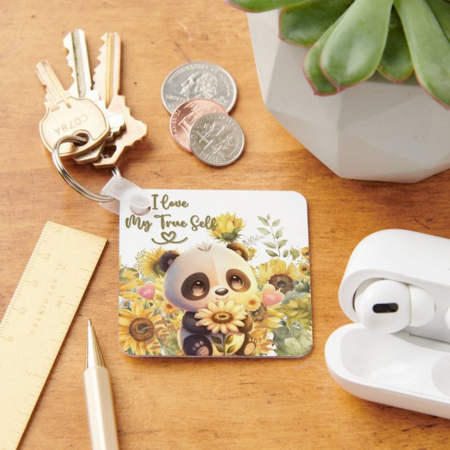 Baby Panda With Sunflower Keychain (Desk)