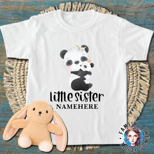 Baby Pandas Watercolor Little Sister T-Shirt