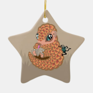 Baby pangolin with ant ceramic tree decoration
